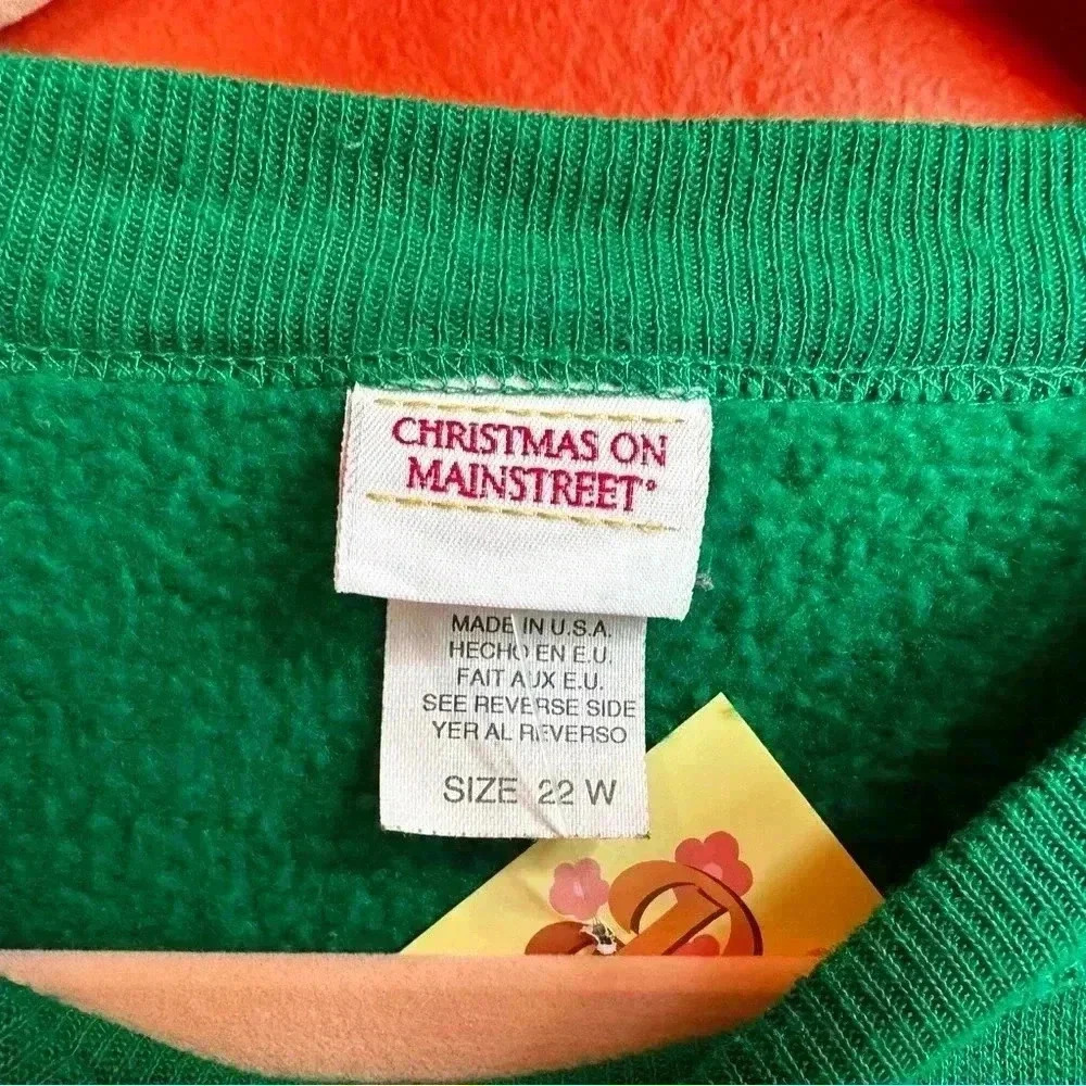 Vintage 90s puffy paint skiing Santa Christmas pullover size 22W - Picture 7 of 7